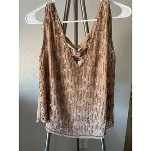 Beaded Beige Blouse - Small, Angie